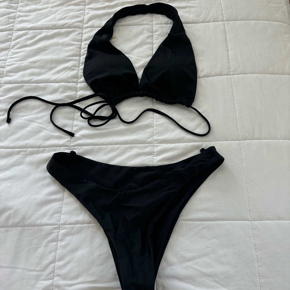 Black Halter Bikini Set - Women's Swim